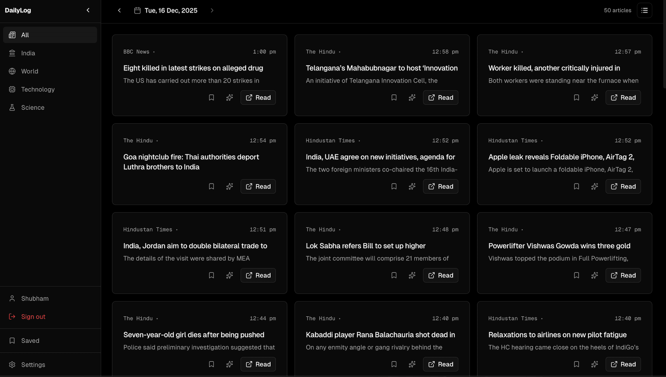 DailyLog feed preview